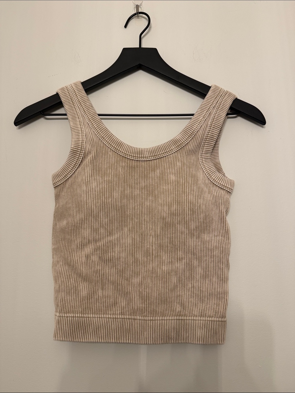 Zenana Ribbed Tank Top in Taupe